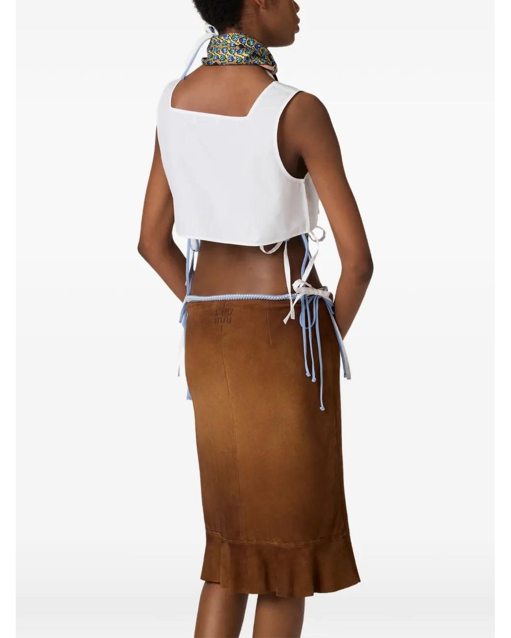 Miu Miu Brown Poplin Crop Top