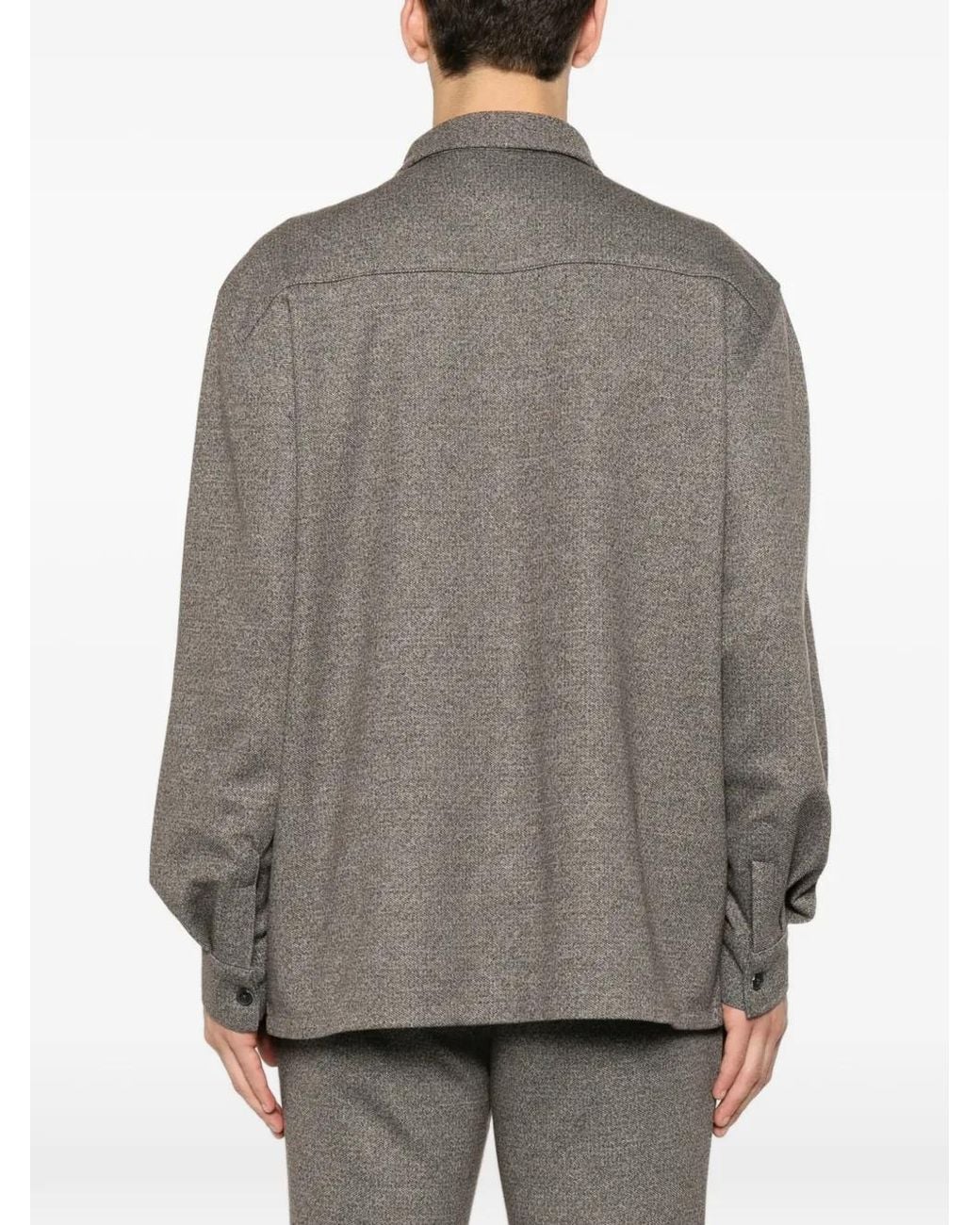 Karl Lagerfeld Gray Chest-Pocket Overshirt for men