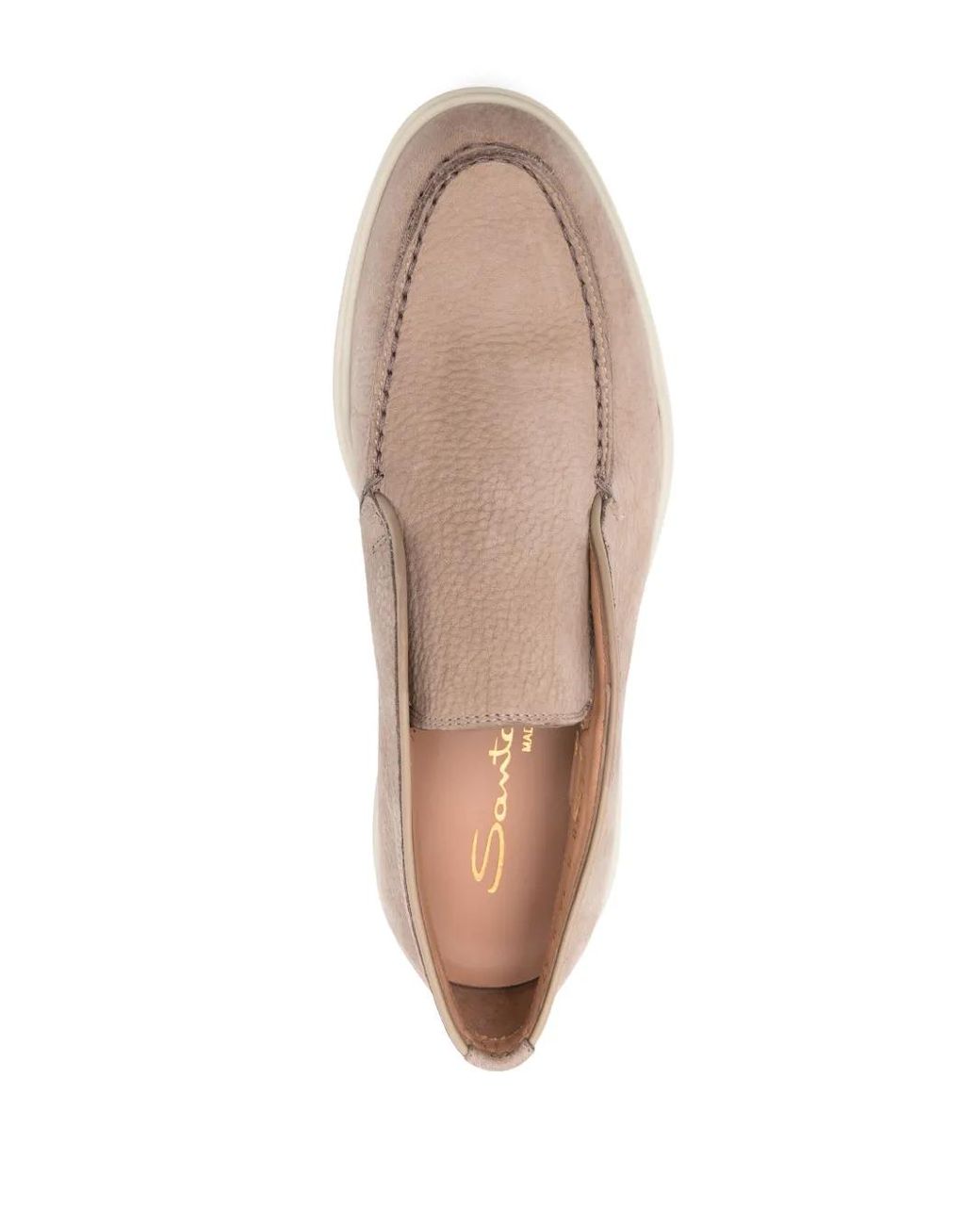 Santoni Pink Pebbled Suede Loafers