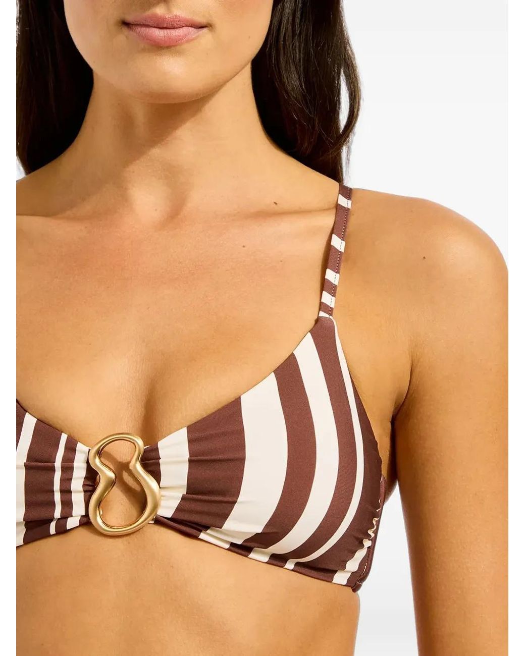 Seafolly Gestreepte Bikinitop in het Orange