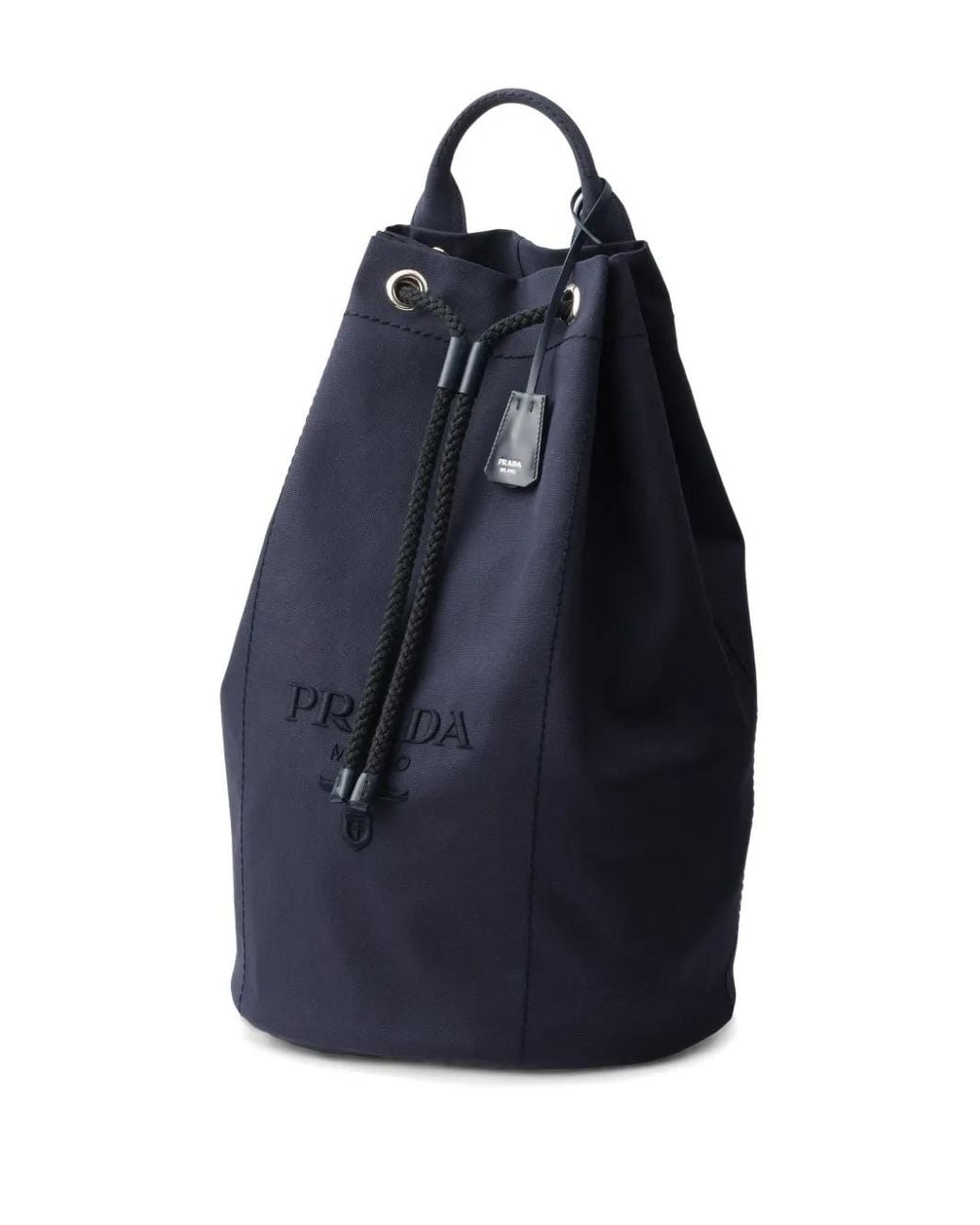 Prada Blue Canvas Drawstring Duffle Bag for men