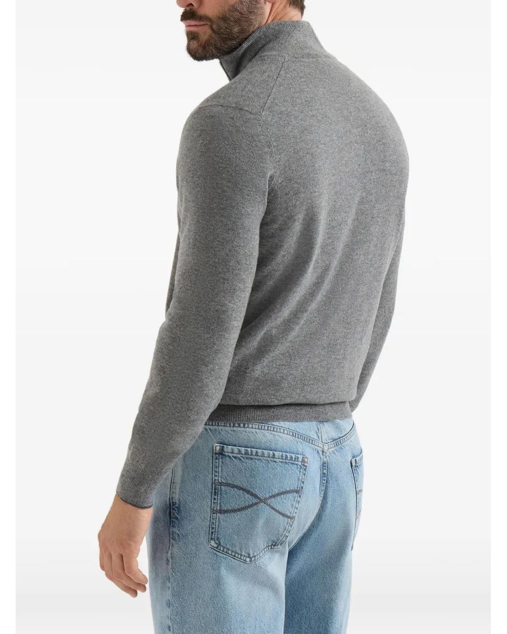 Brunello Cucinelli Gray Cardigan En Cachemire À Col Montant for men