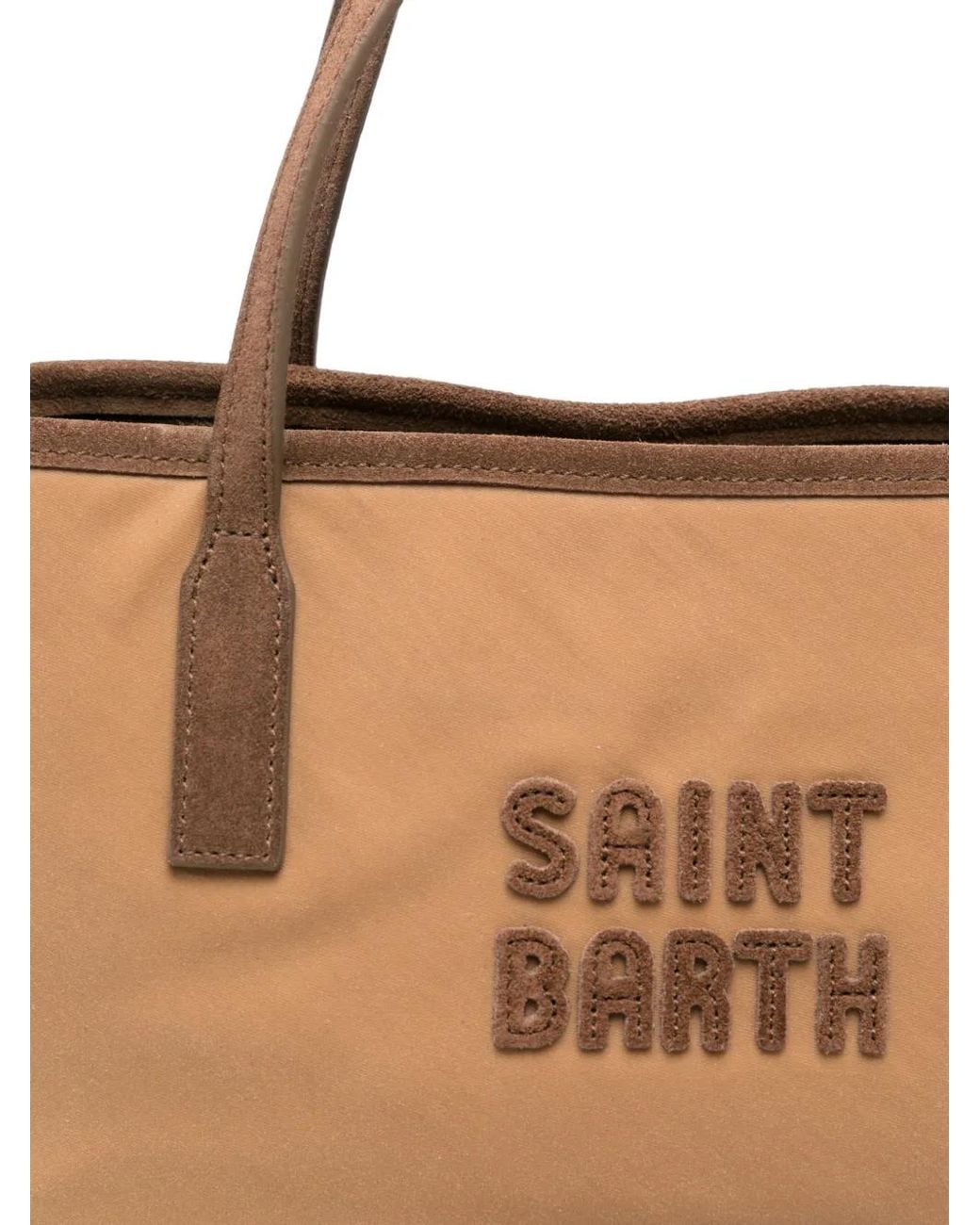 Mc2 Saint Barth Brown Logo-Embroidered Canvas Tote Bag