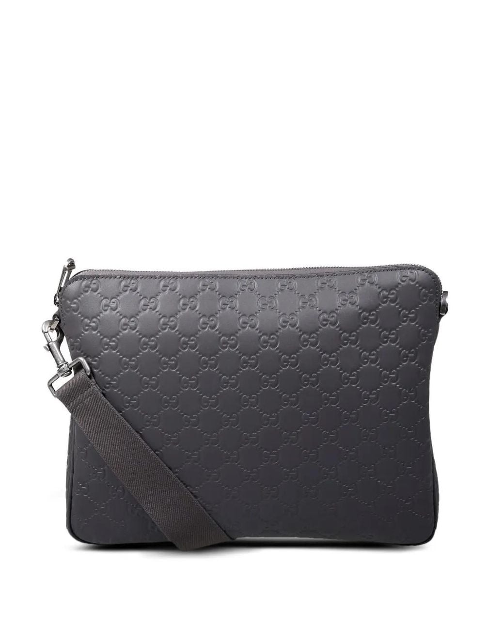 Gucci Gray Embossed Messenger Bag for men
