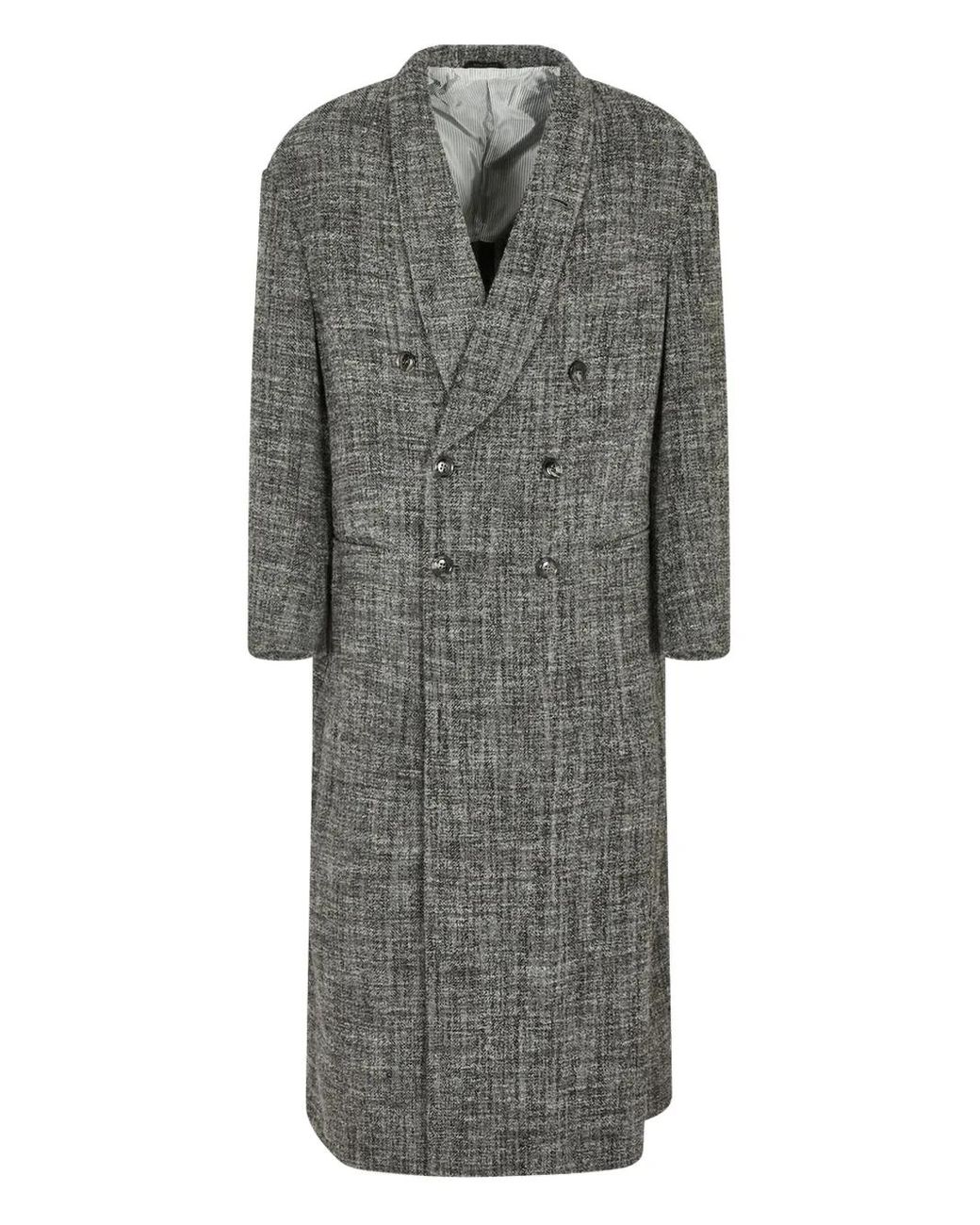 Giorgio Armani Gray Shawl-Lapel Double-Breasted Coat for men
