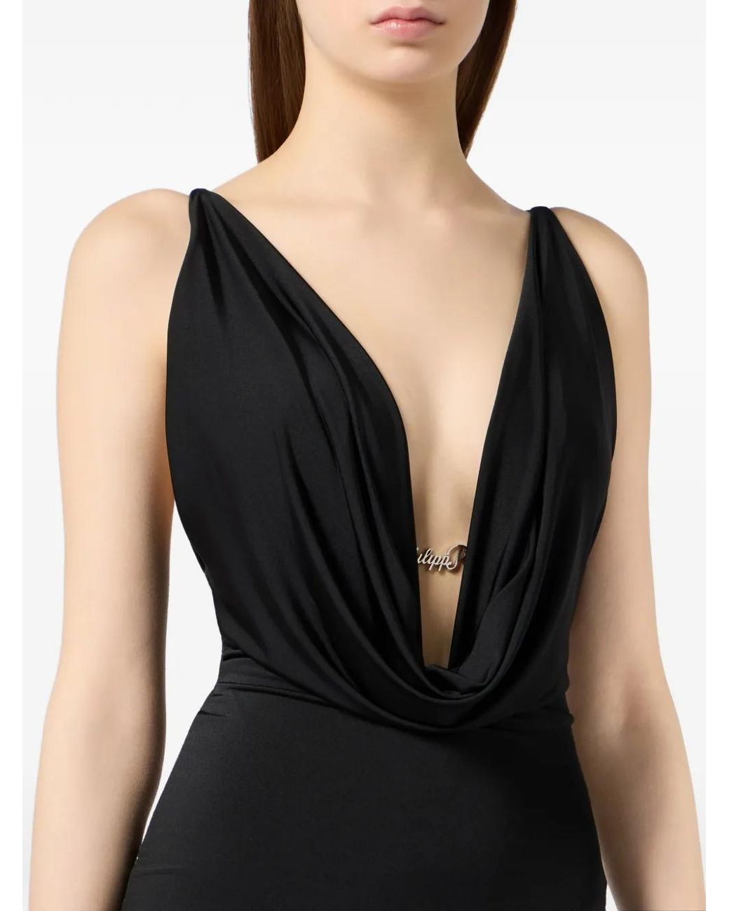 Philipp Plein Black Long Dress Signature