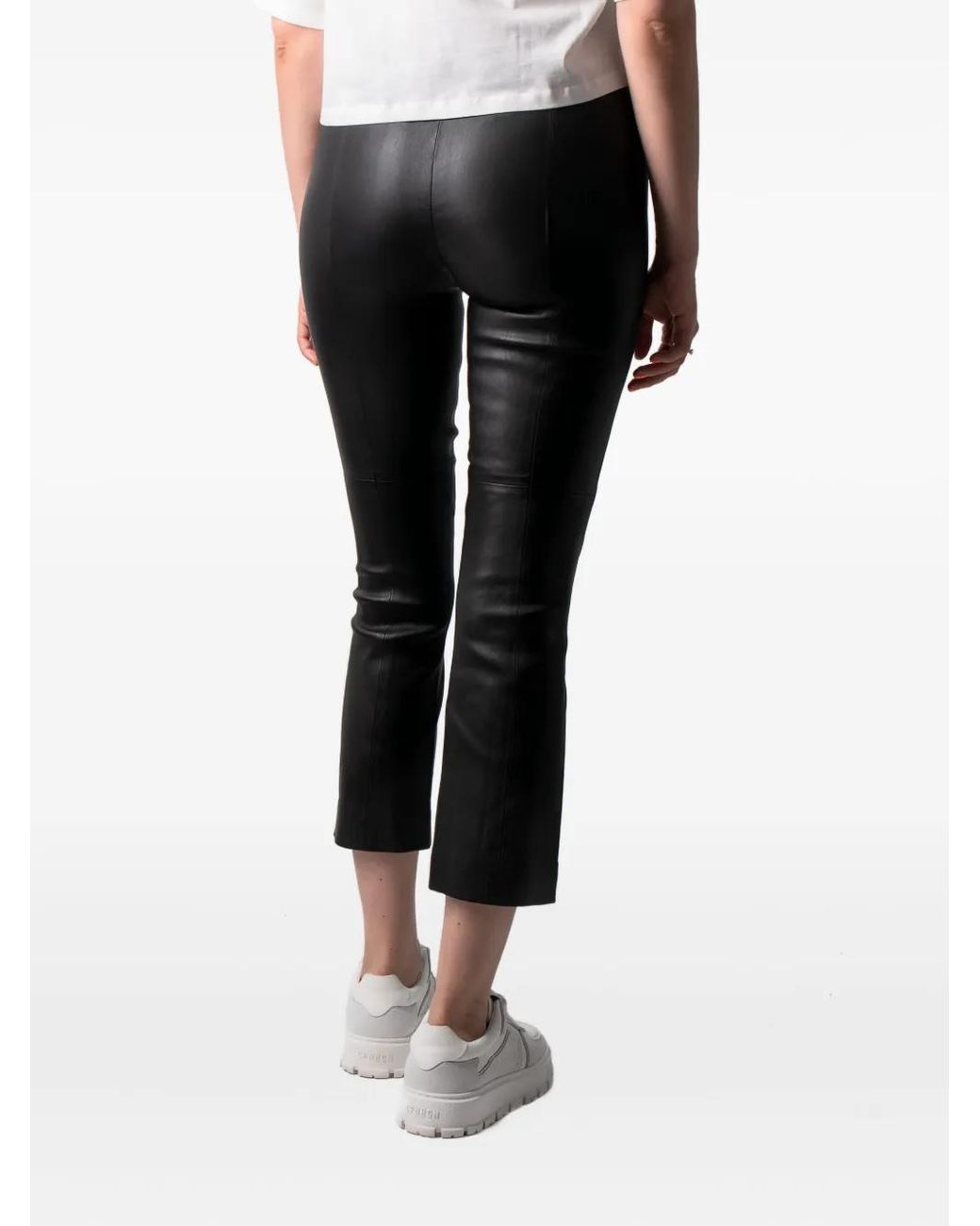 Vince Black Leather Flared Trousers