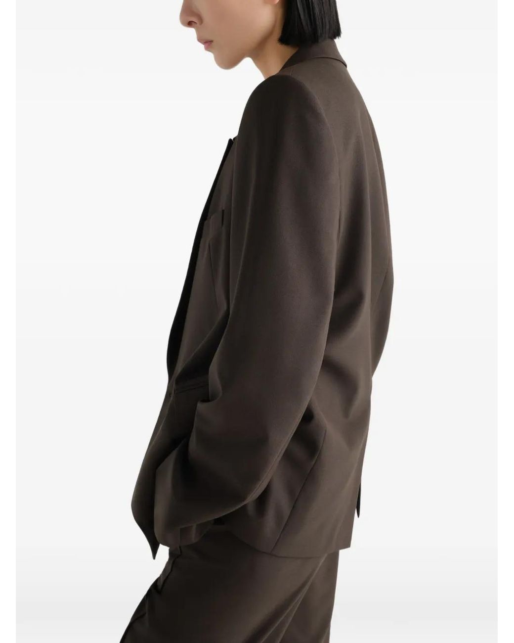 Lemaire Black Blazer À Boutonnière Croisée En Laine Mélangée