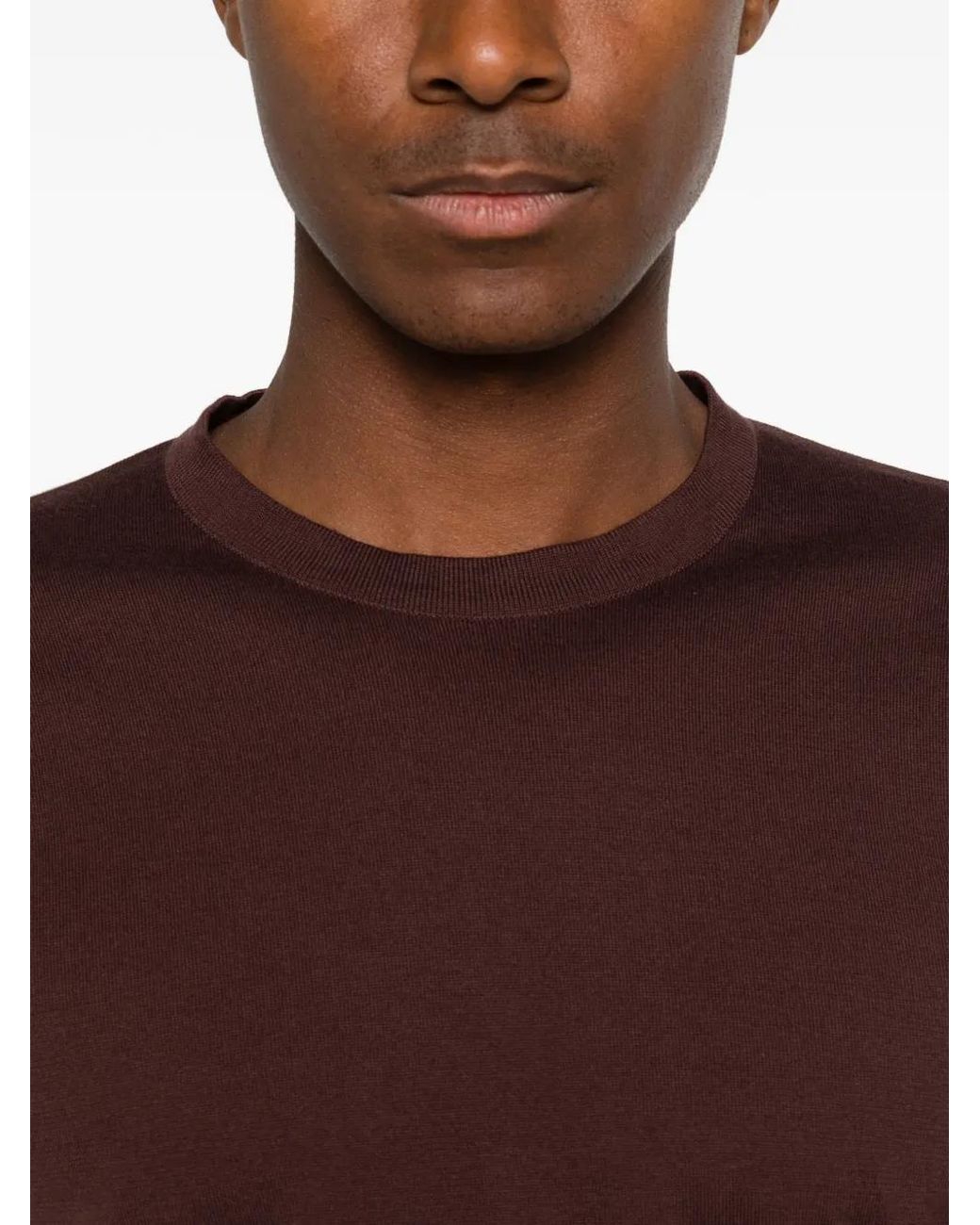John Smedley Red Lorca Fine-Knit T-Shirt for men