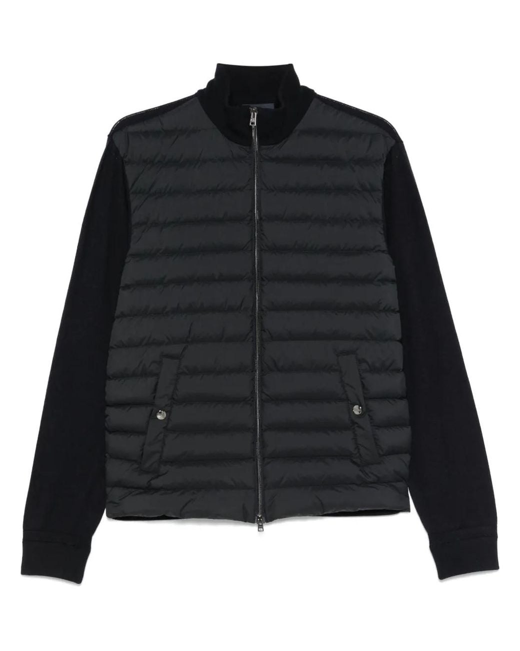 Herno Black Zip-Up Padded Cardigan for men