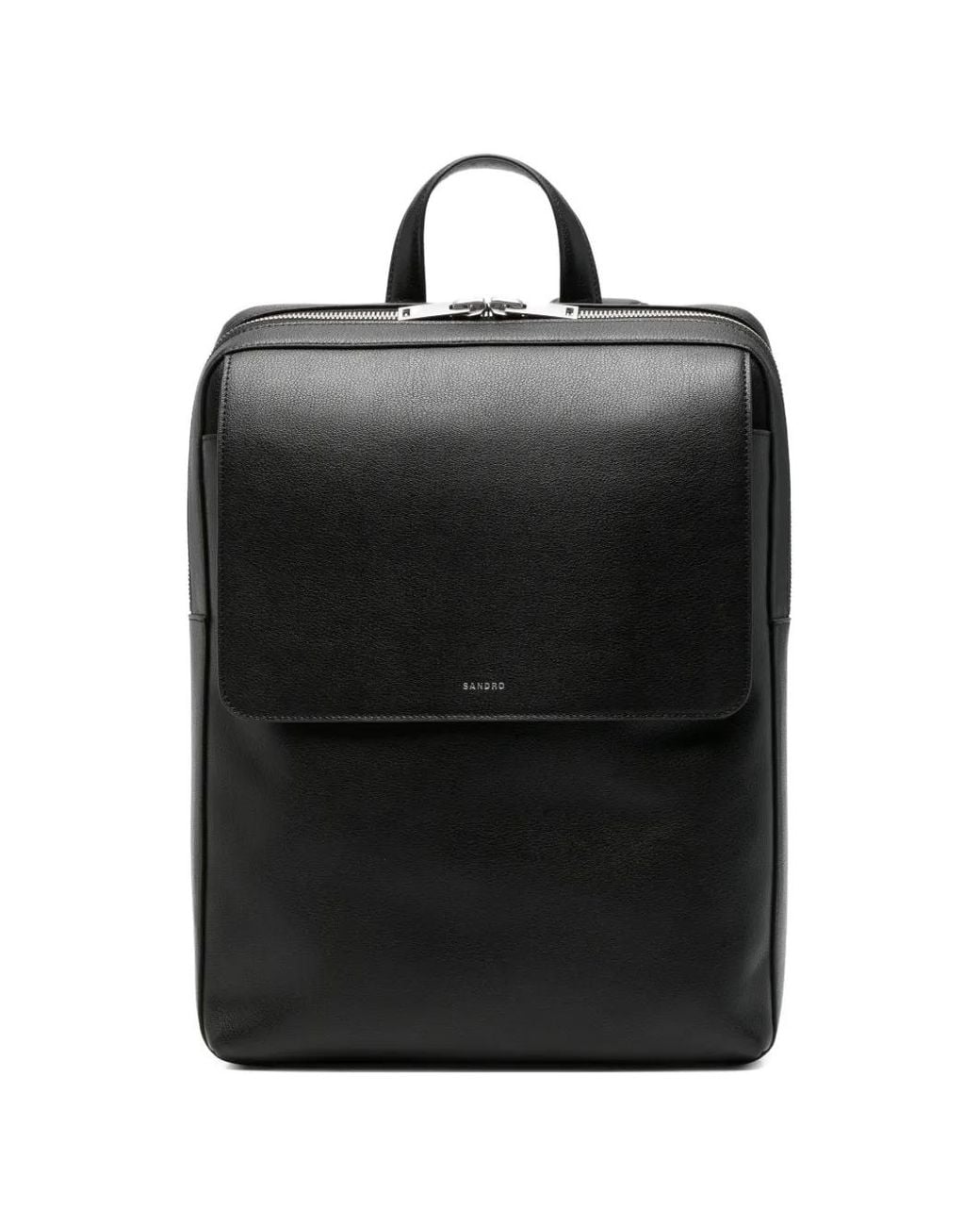 Sandro Black Reconstituted Leather Backpack for men