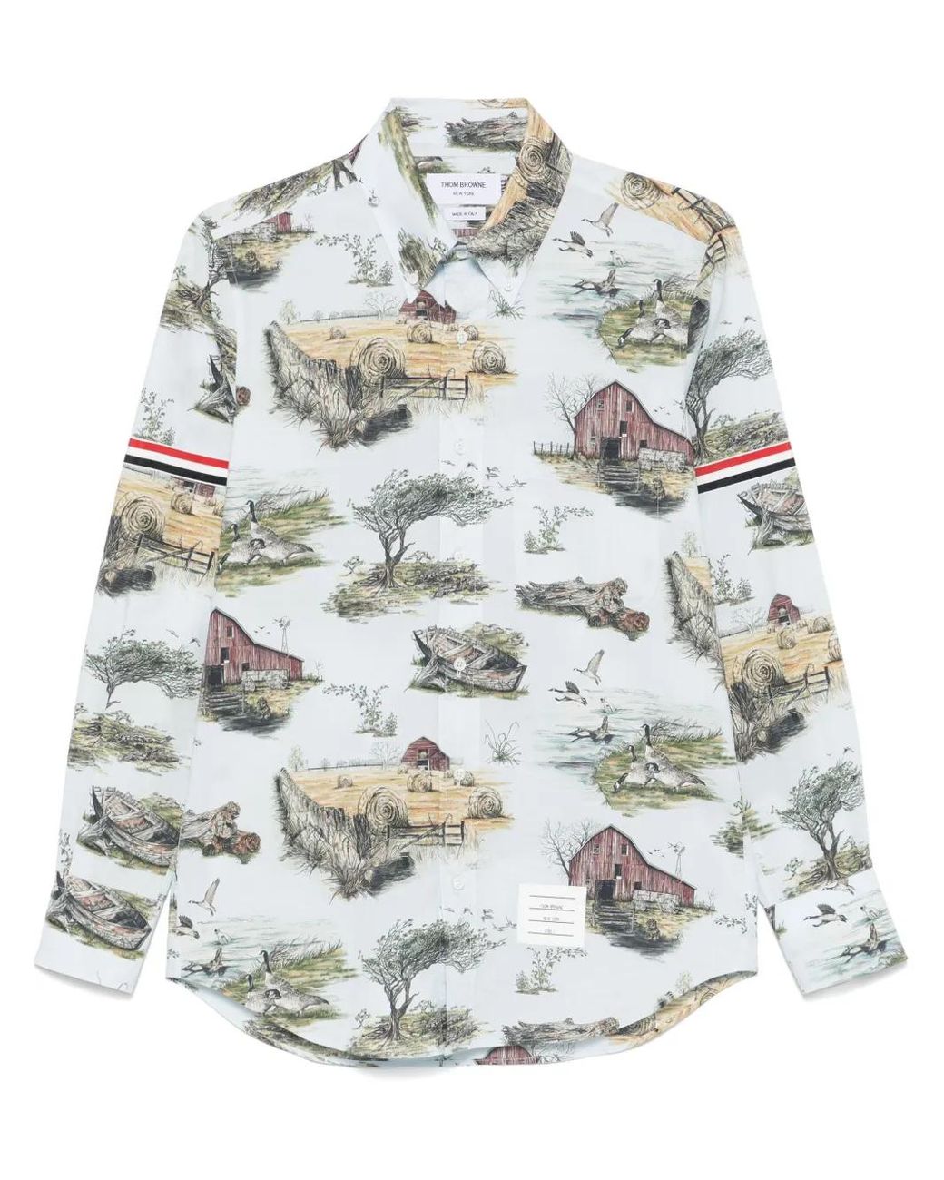 Thom Browne Gray Graphic-Print Shirt for men