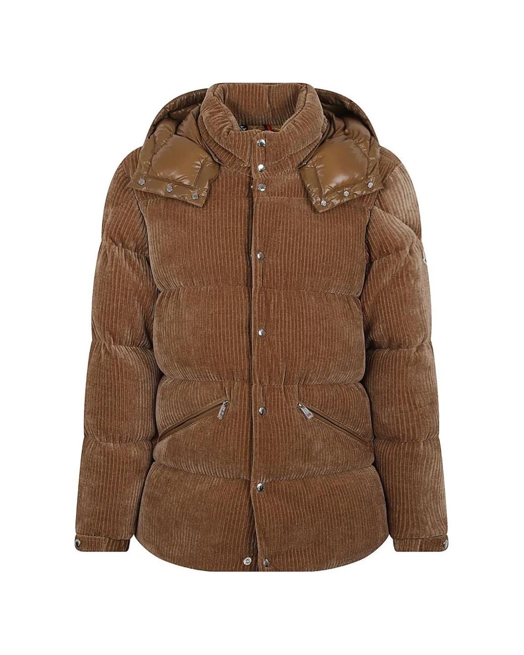 Moncler Brown Veste En Velours Côtelé À Design Matelassé for men