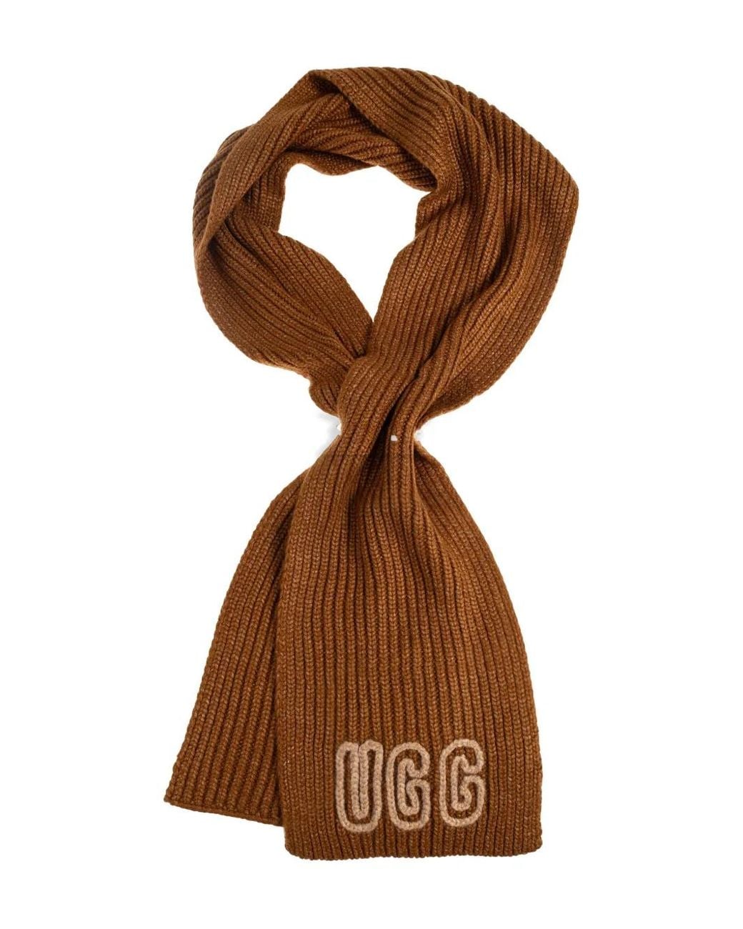 Ugg Geribbelde Sjaal Met Logo in het Brown