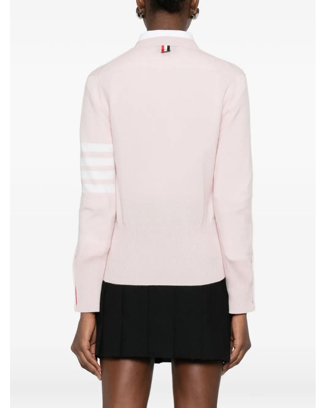Thom Browne Pink Classic Cashmere 4-Bar V-Neck Cardigan