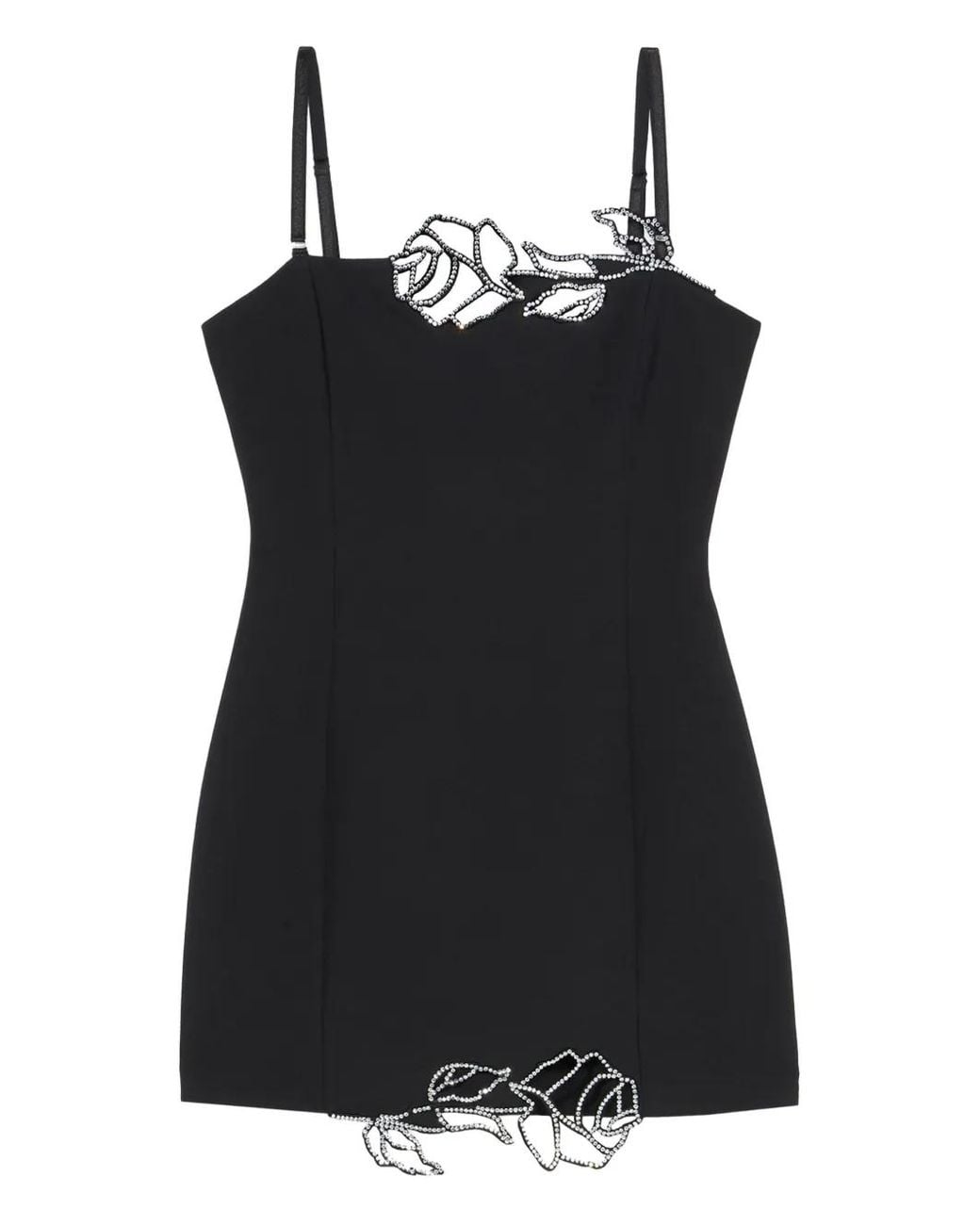 Blumarine Black Rose-embroidered Mini Dress