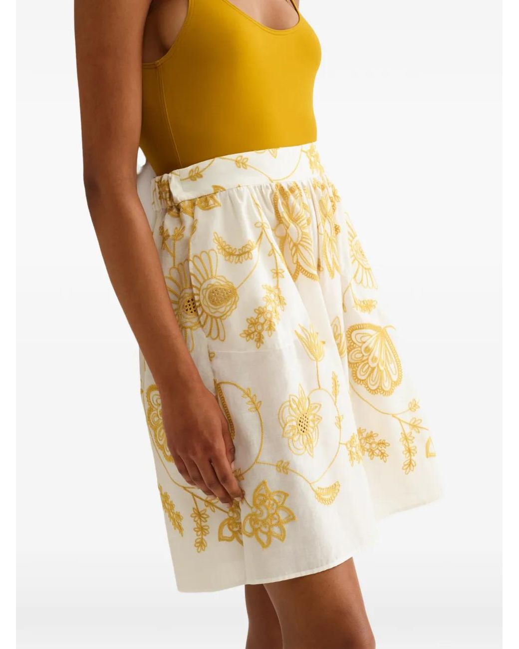 Eres White Floral-Print Shorts