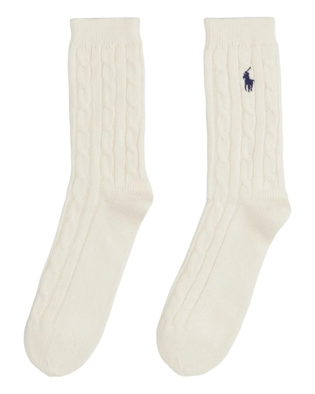 Polo Ralph Lauren White Cable-Knit Cotton Socks