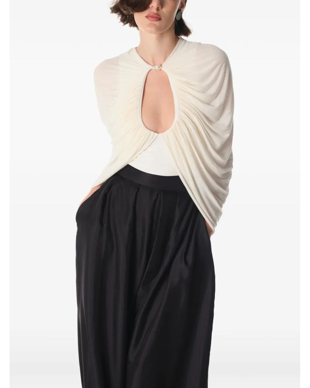 MANURI Draped Blouse in White | Lyst