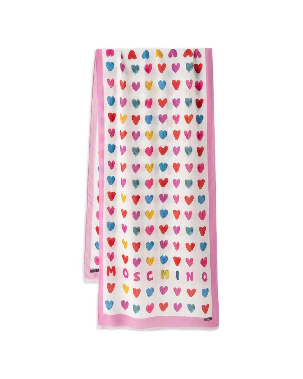 Moschino White Écharpe À Imprimé Cœur Et Logo