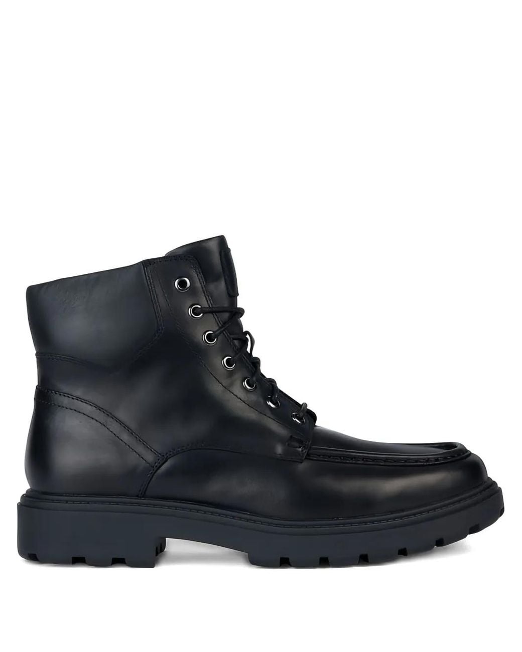 Geox Black Lace-Up Leather Boots for men