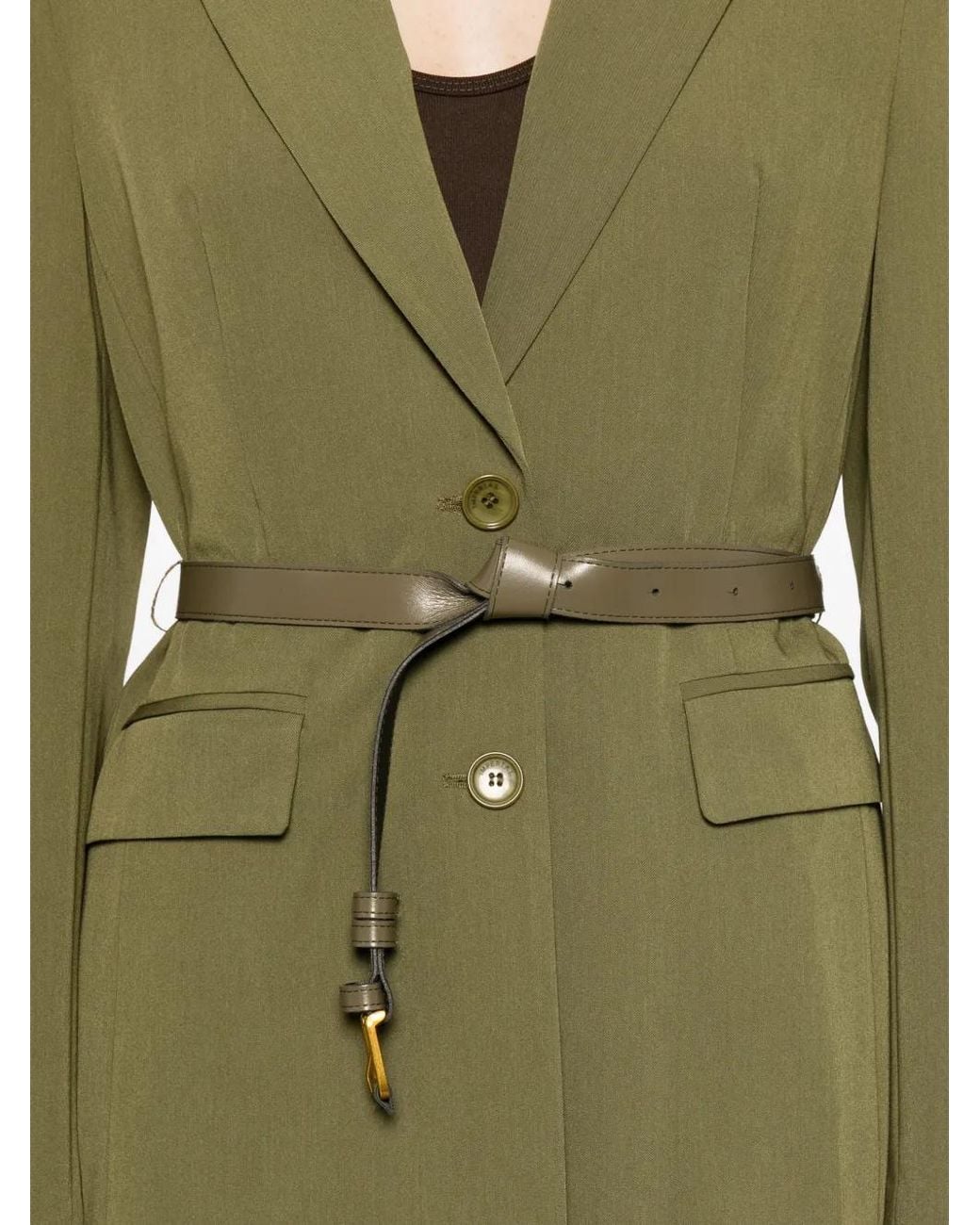 Imperial Green Belted Single-Breasted Blazer