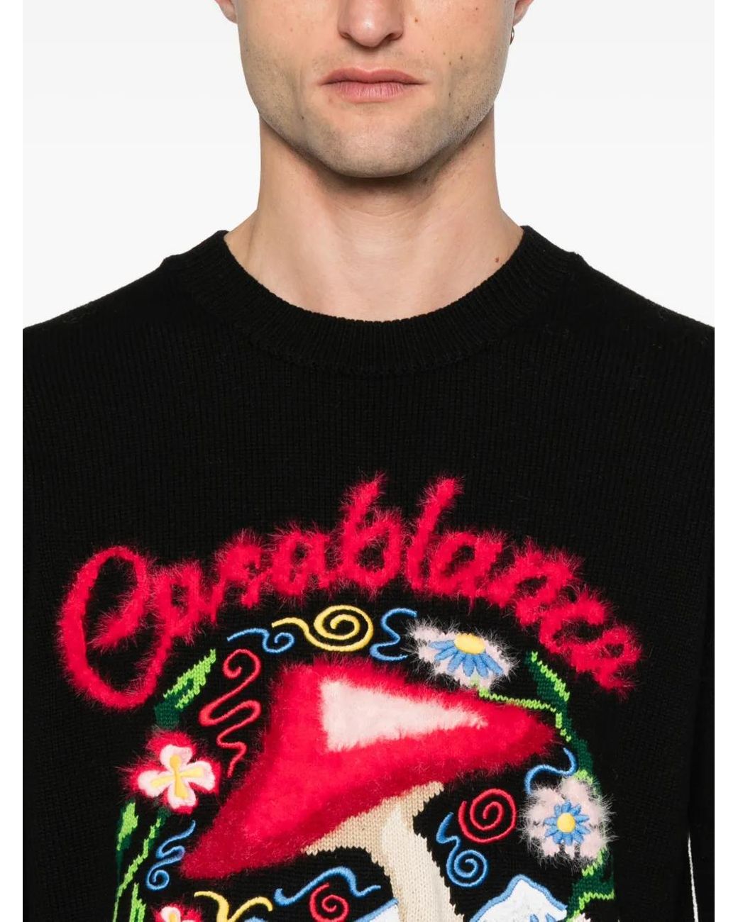 Casablanca Black Embroidered Sweater for men