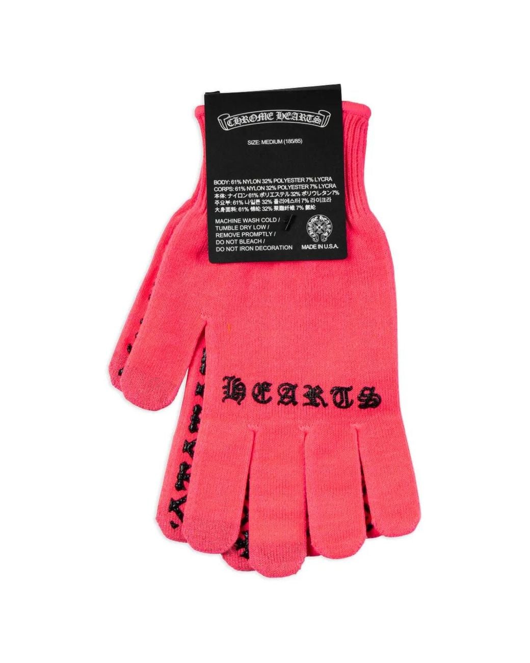 Chrome Hearts Red Checkmate Logo-Print Gloves
