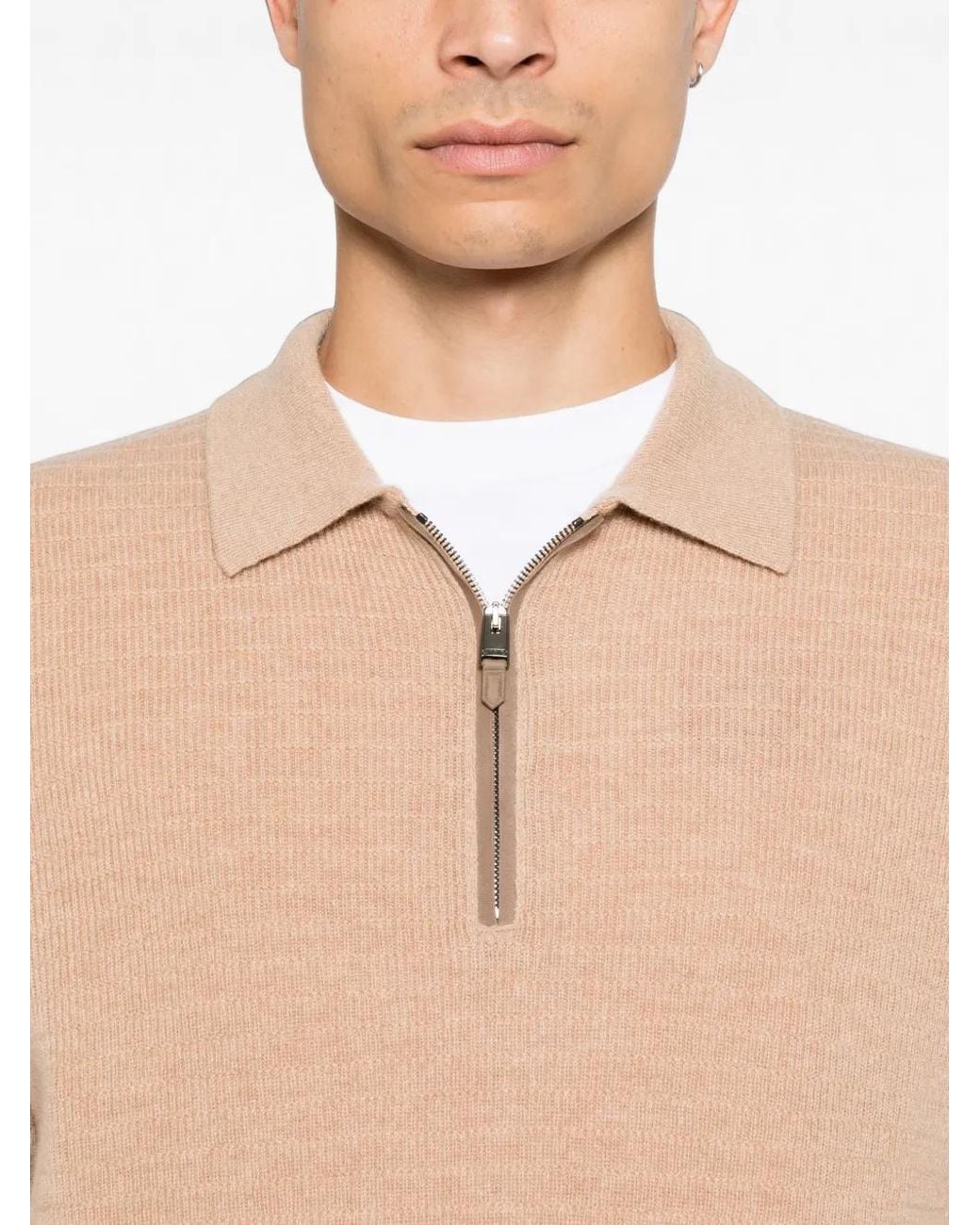 Canali Natural Quarter-Zip Knitted Sweater for men