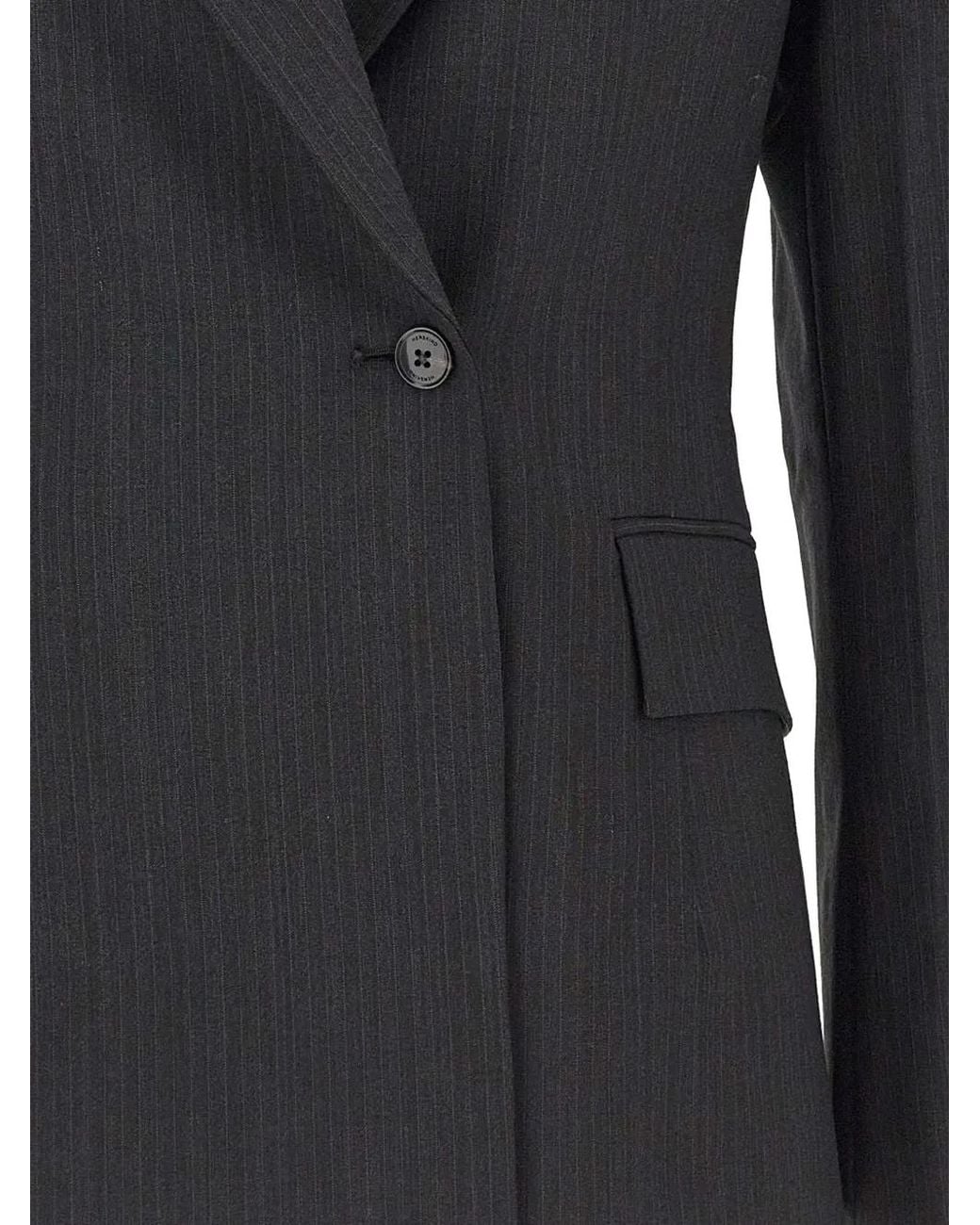 Herskind Black Blazer Wasty À Fines Rayures