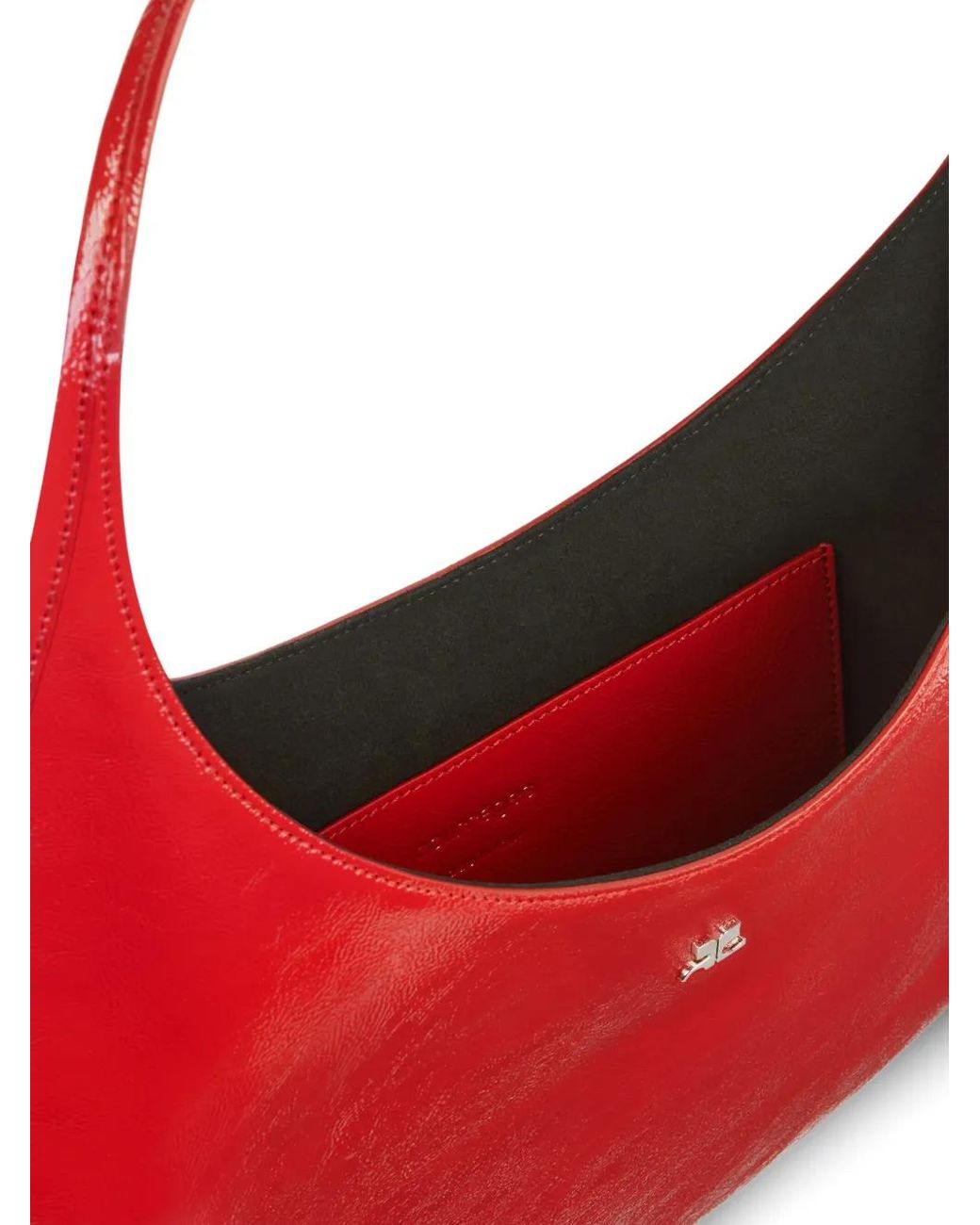 Courreges Red Logo-Plaque Tote Bag