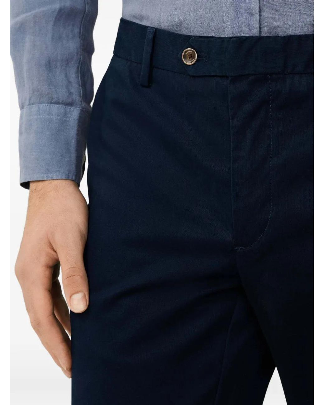 Hackett Blue Sanderson Belt-Loop Trousers for men