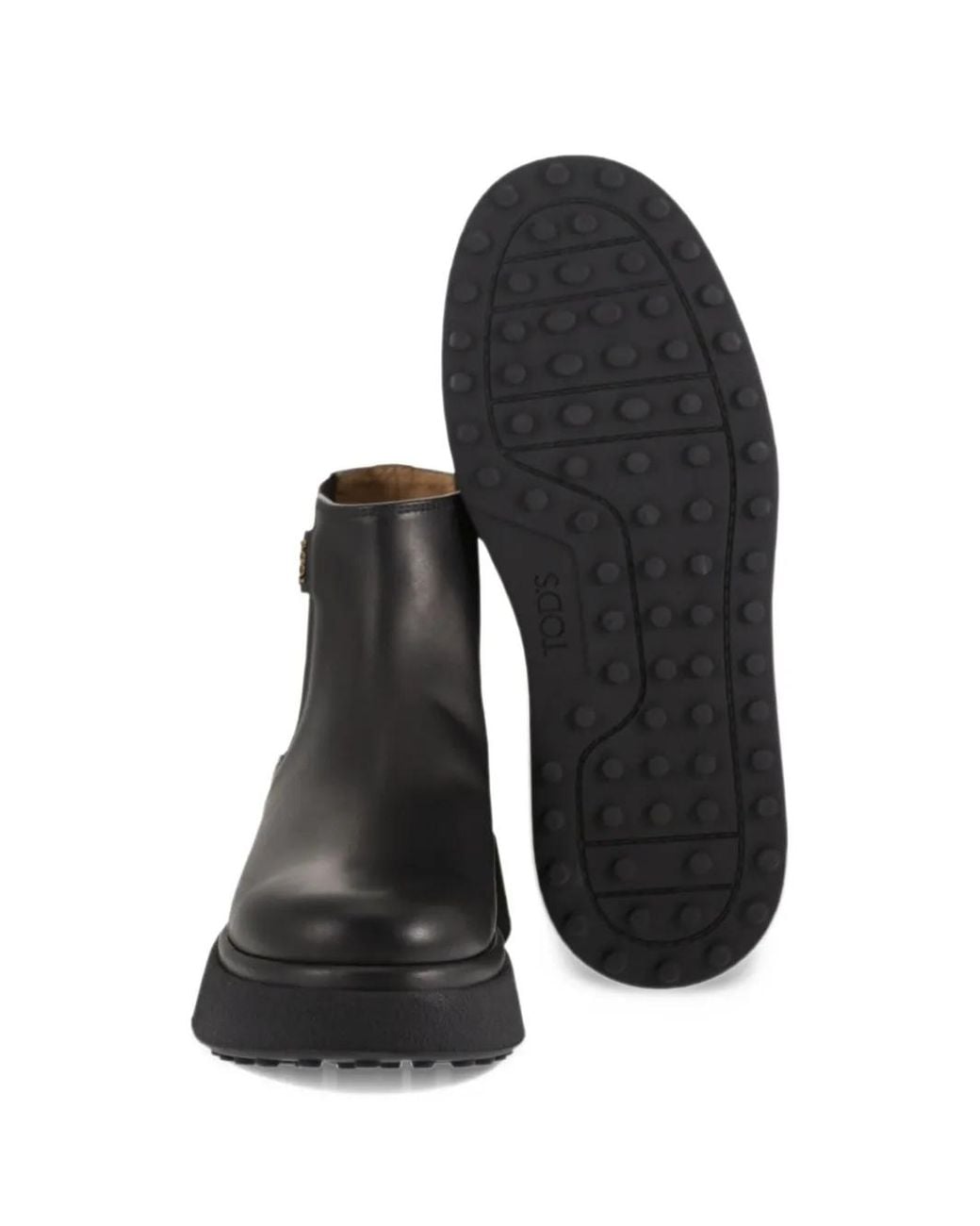 Tod's Black Elasticated Leather Ankle Boots