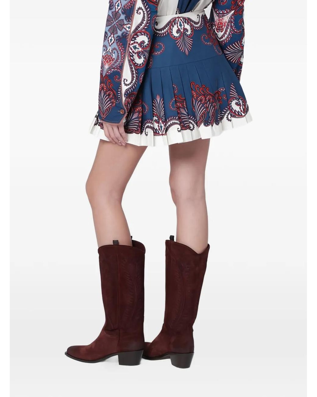 Farm Rio Blue Buckle-Fastening Mini Skirt