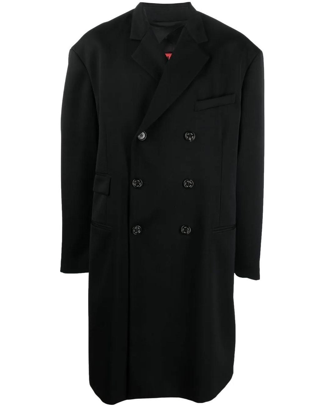 424 Black Double-Breasted Oversize Coat for men