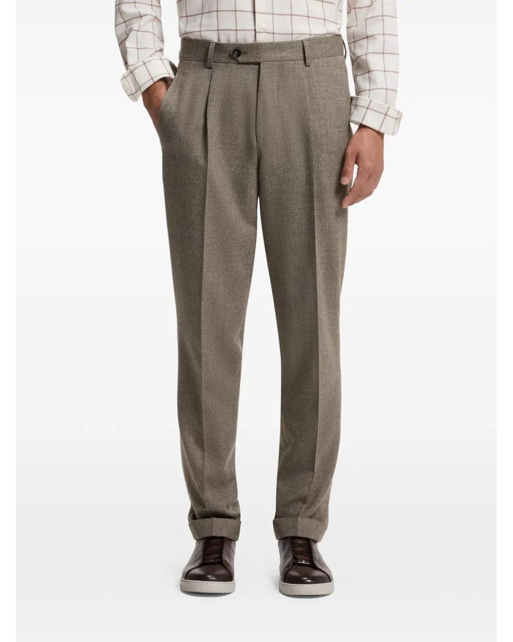 Boss Gray Tapered-Fit Trousers for men