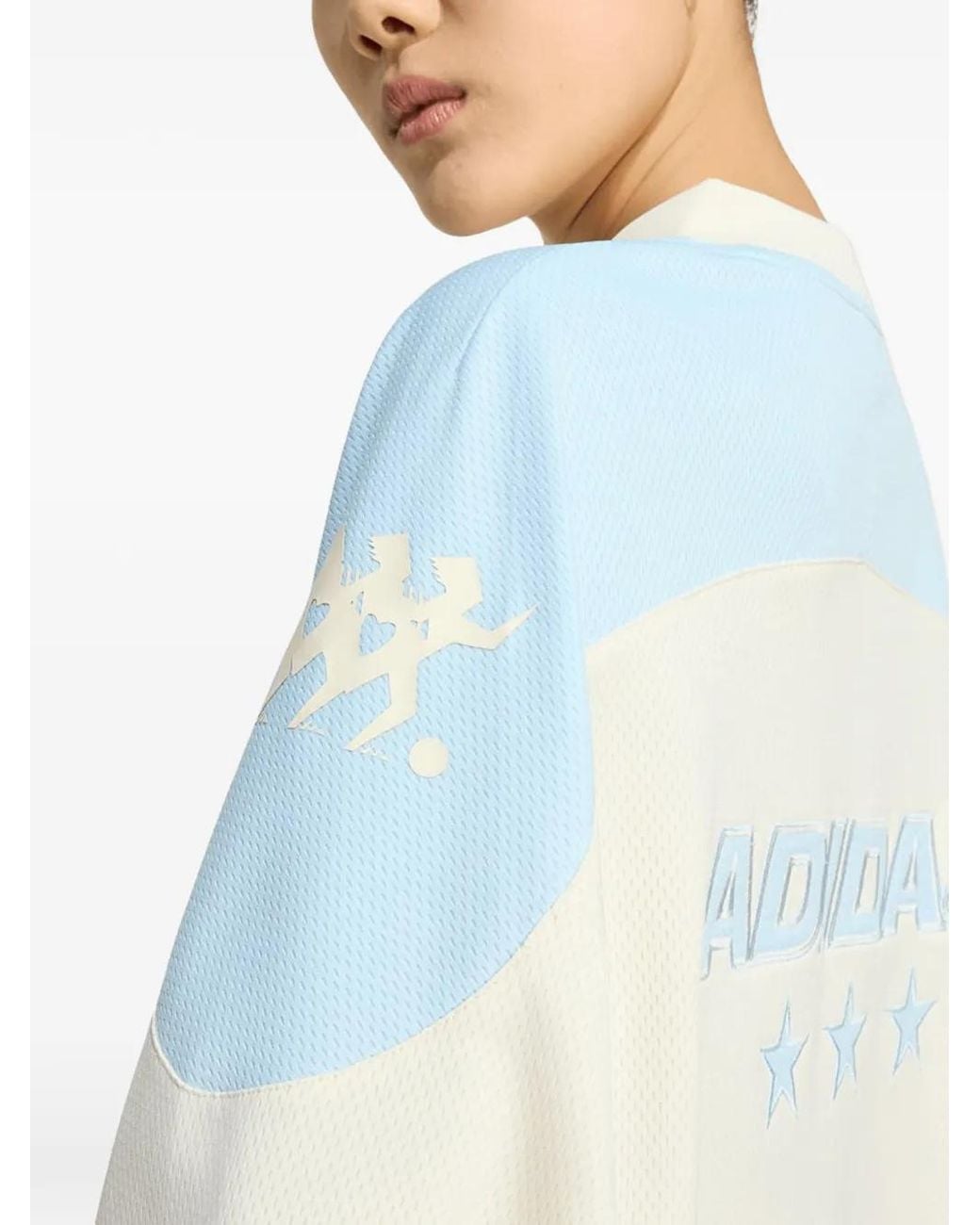 Adidas Blue Logo-Detail V-Neck Mini Dress
