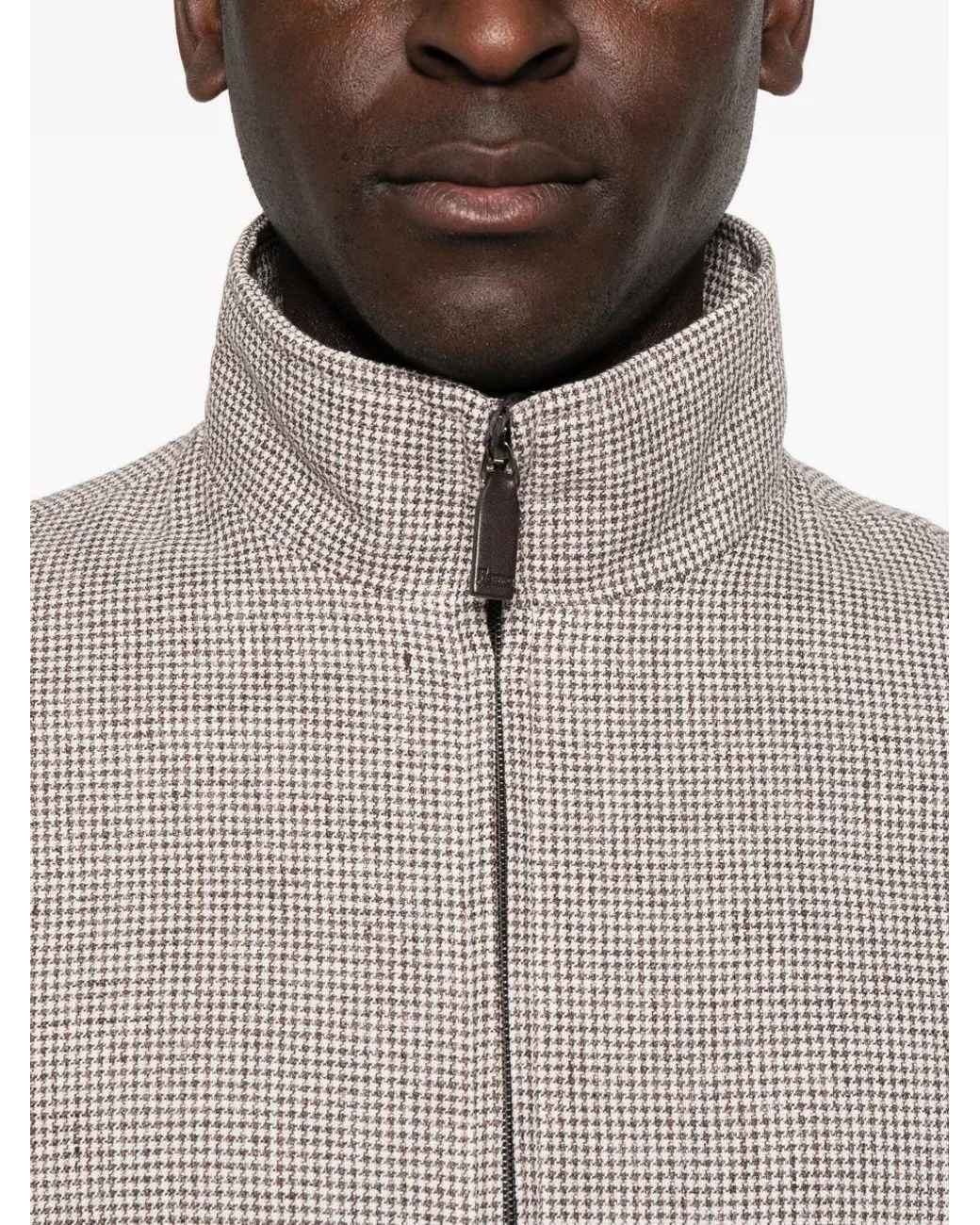 Herno Gray Houndstooth-Pattern Pocket Jacket for men