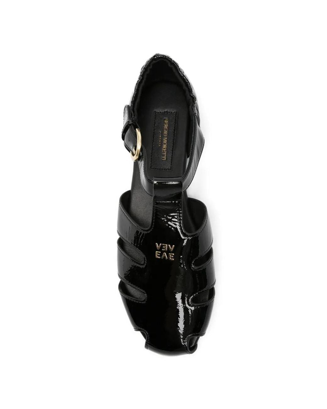 SERGIO MORETTI FIRENZE Black Patent Cut-Out Sandals