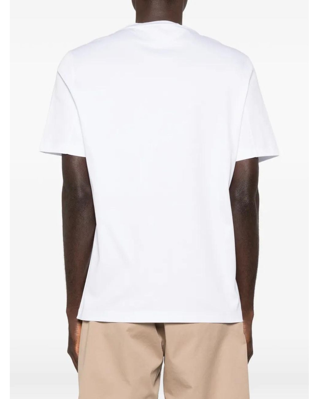 Brunello Cucinelli White Cotton Jersey Crew Neck T-Shirt With Print for men