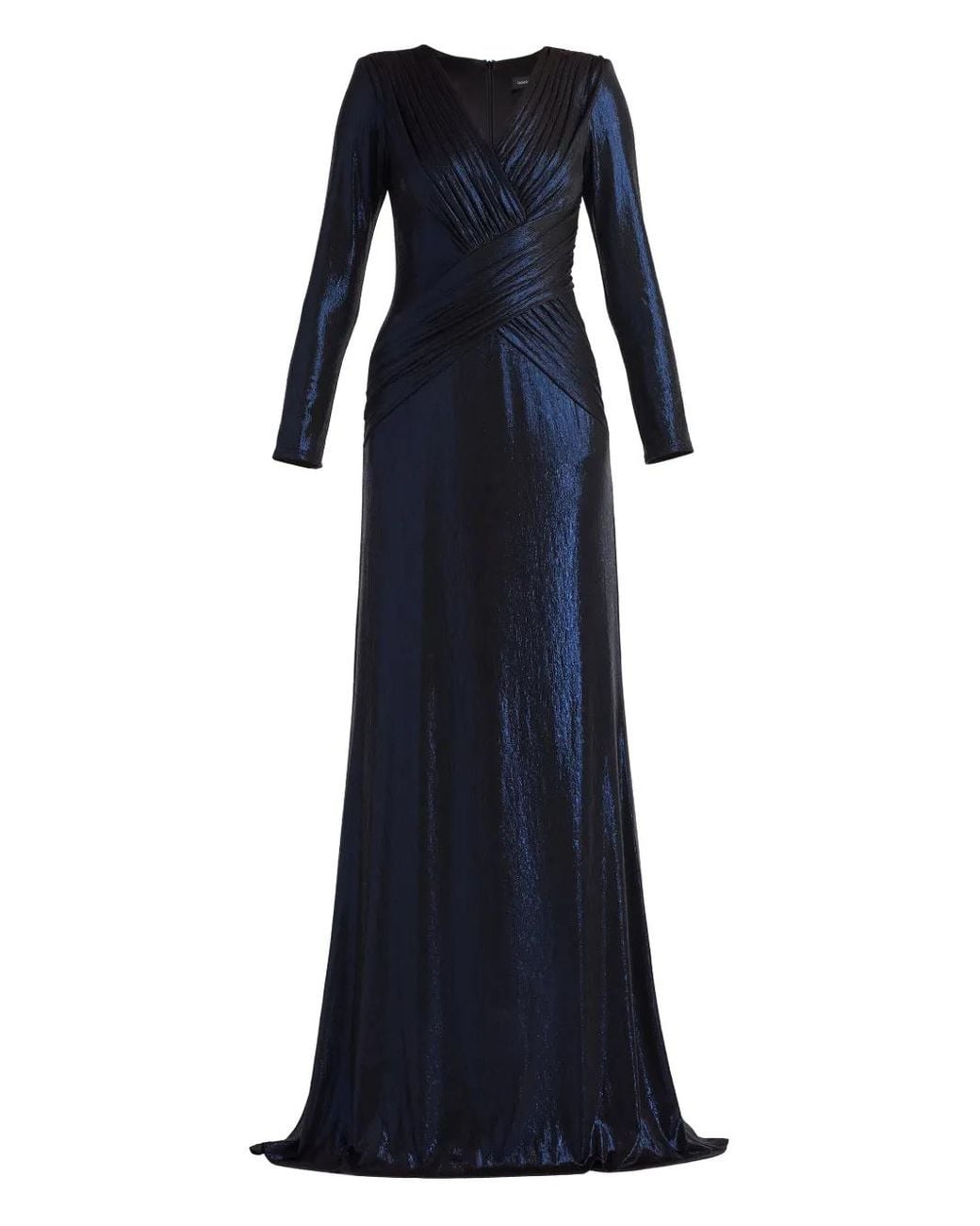 Tadashi Shoji Blue Long-Sleeve V-Neck Maxi Dress
