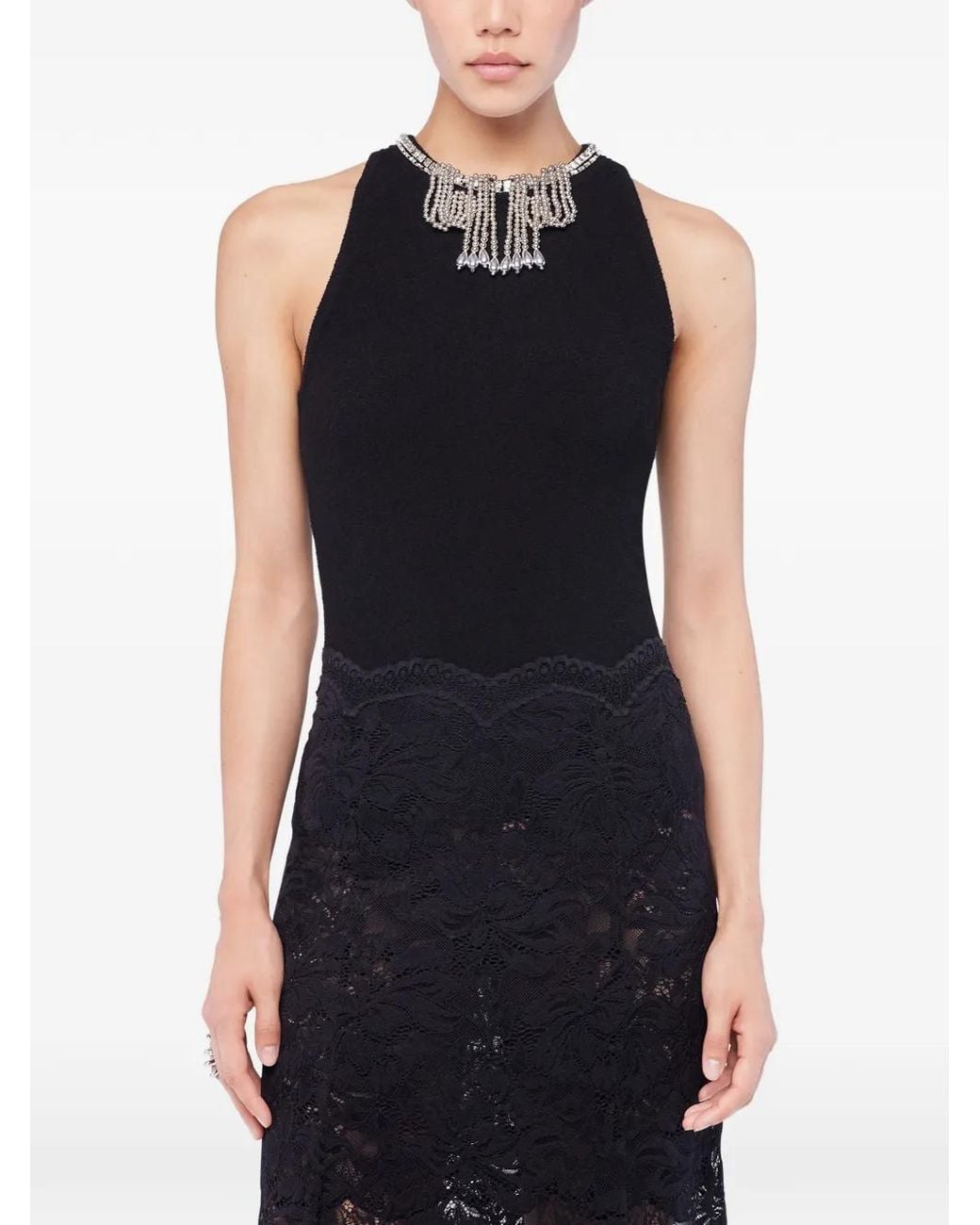 Rabanne Black Jeweled-Embroidered Top