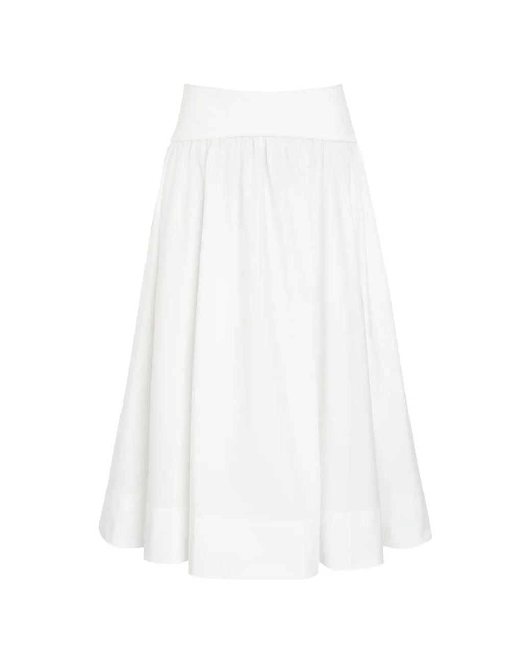 Zimmermann White Gathered Mid Skirt