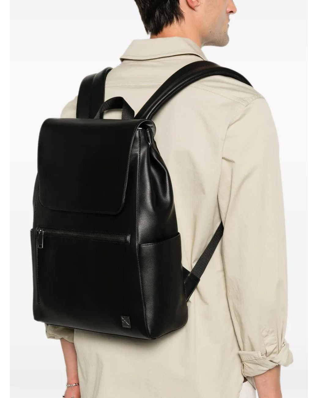 Calvin Klein Black Foldover-Top Backpack for men