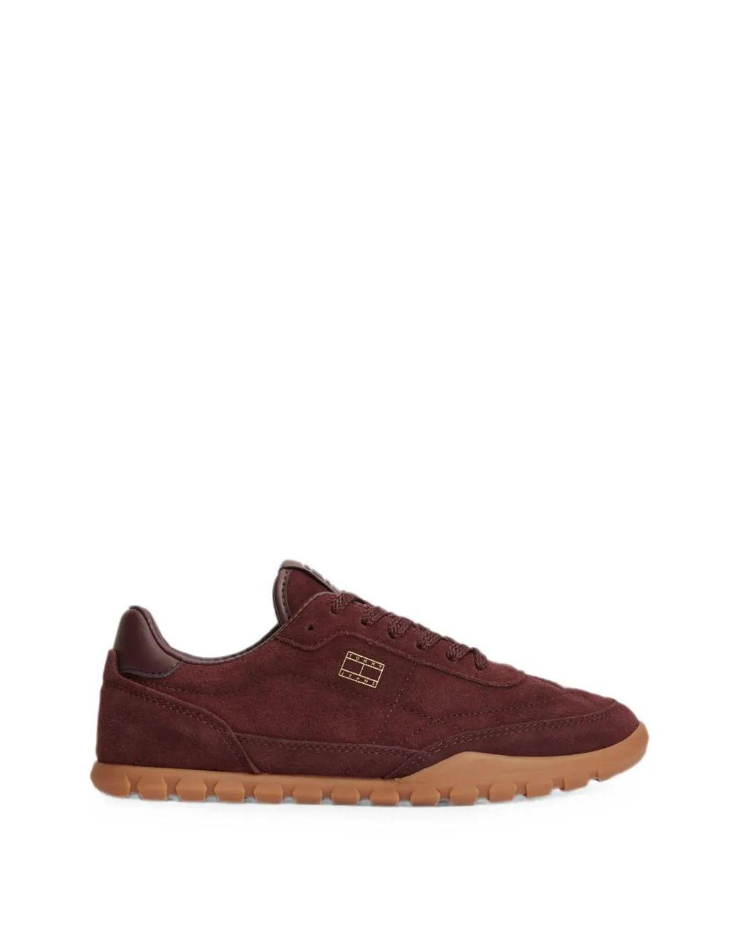 Tommy Hilfiger Brown Suede Logo-Plaque Sneakers
