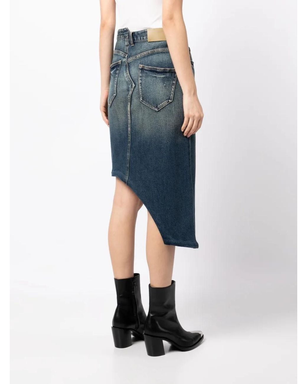 JNBY Blue Asymmetric-Design Denim Skirt