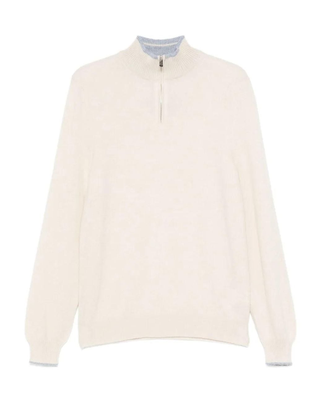 Fedeli Sweater Met Halve Rits in het White voor heren