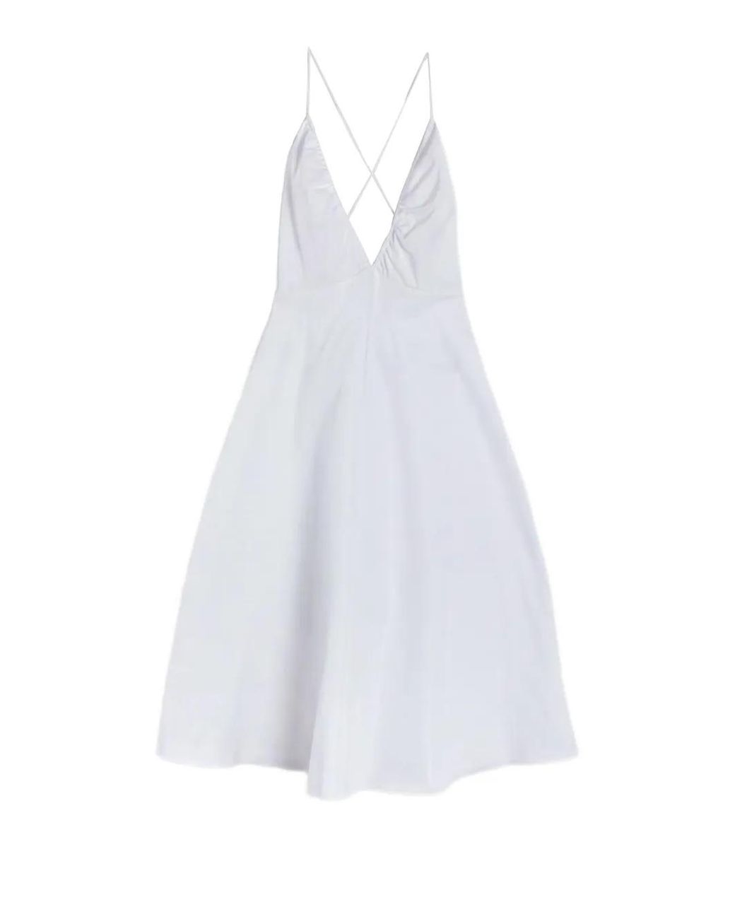 Aspesi White Gathered V-Neck Dress