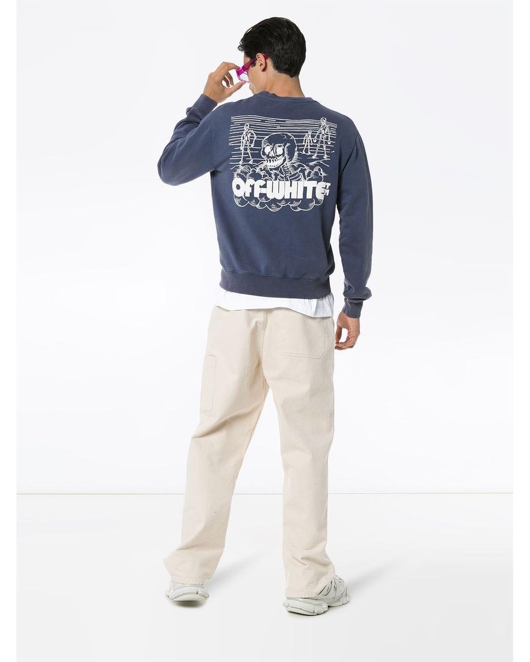 Off White c o Virgil Abloh Skull Print Sweatshirt in Blue for Men Lyst