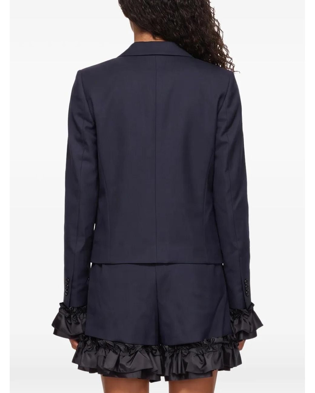 Comme des Garçons Blue Ruffle-Trimmed Blazer Jacket